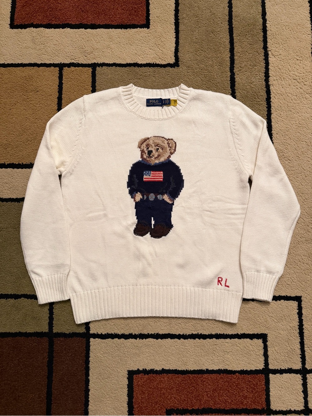 Polo by Ralph Lauren Womens White Bear Crewneck Sweater